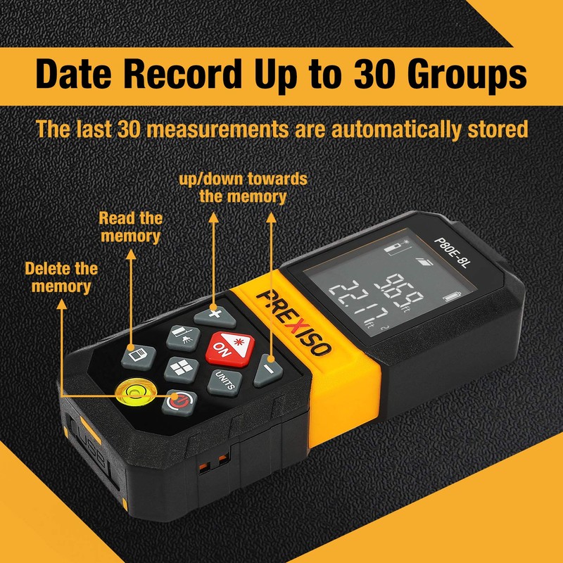 PREXISO Laser Measure, 265Ft Rechargeable Laser Distance Meter with Multi-Measurement