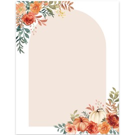 FYSUIMU 60 Sheets Fall Watercolor Stationery Letterhead Paper Pumpkin Flower Writing Letter Paper for Autumn Thanksgiving Notes Greeting Wedding Birthday Invitation Printing, 8.5 x 11 Inch