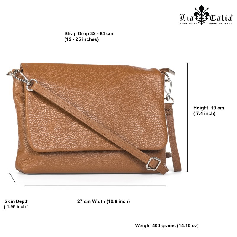 LiaTalia Womens Cross-Body Messenger Style Real Leather Adjustable Shoulder Strap