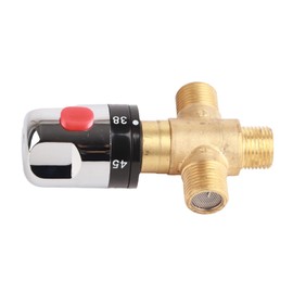 3 Way Thermostatic Mixer Valve Brass G1/2 Thermostatic Mixing Valve DN15 Water Temperature Pipe Basin Thermostat Control for Shower System Water Control