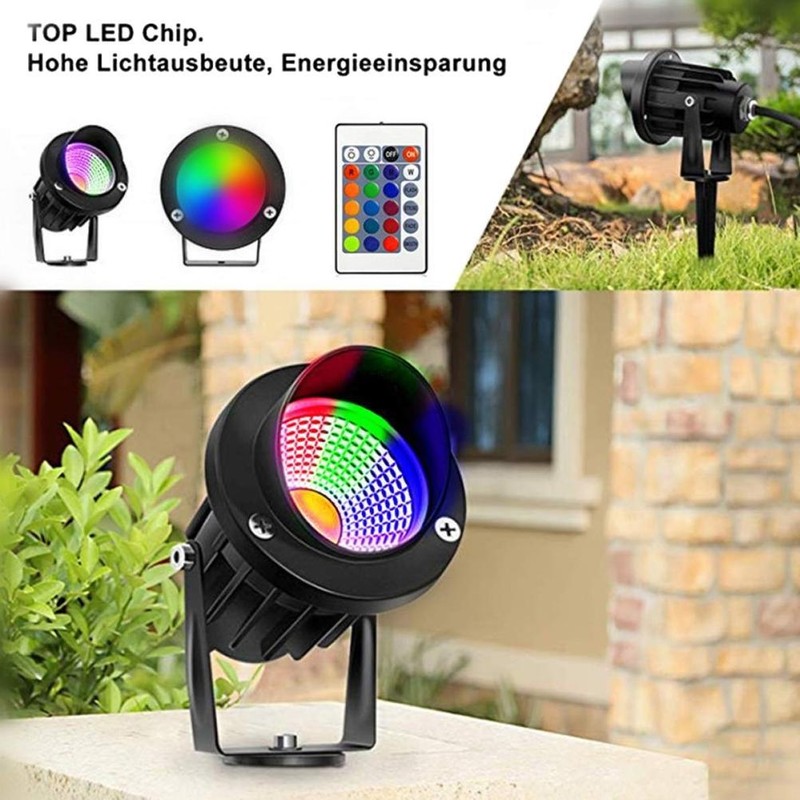 COB Landscape Spotlights RGB Colorful Lighting with Ground Spike Remote