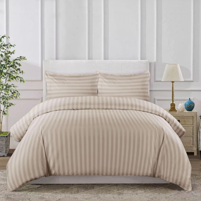 MOONLIGHT20015 Single Duvet Cover Set Reversible Stripes Satin Bedding Set