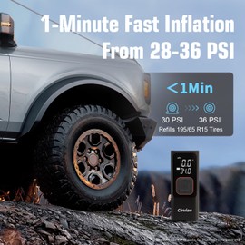 Tire Inflator Portable Air Compressor, 25000mAh & 150PSI Cordless Air Pump for Car Tires with Pressure Gauge, Car Tire Air Pump Portable, for Car, Motorcycle, Bicycle