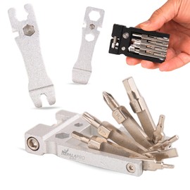 IMPALAPRO Bike Tool Kit Set 20 in 1 Compact and Lightweight (117.5g) Chrome-Vanadium (CRV) - Bike Multi Tool with Chain Breaker - Pocket Tool Kit - Bicycle Repair Kit (Silver)