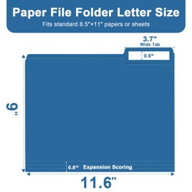 File Folder, RAZCC 150 Pack 1/3 Cut Tab File Folders Letter Size, Colored File Folders for Office Classroom Use, Colored Folders with Tabs, Assorted 5 Colors