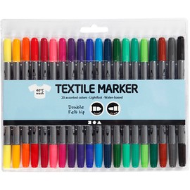 Creativ Fabric Textile Markers, Double Tip, Assorted (Pack of 20)