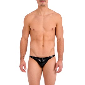 Gary Majdell Sport Men's Metallic Black Ultra Greek Bikini Swimsuit with Contour Pouch X-Large