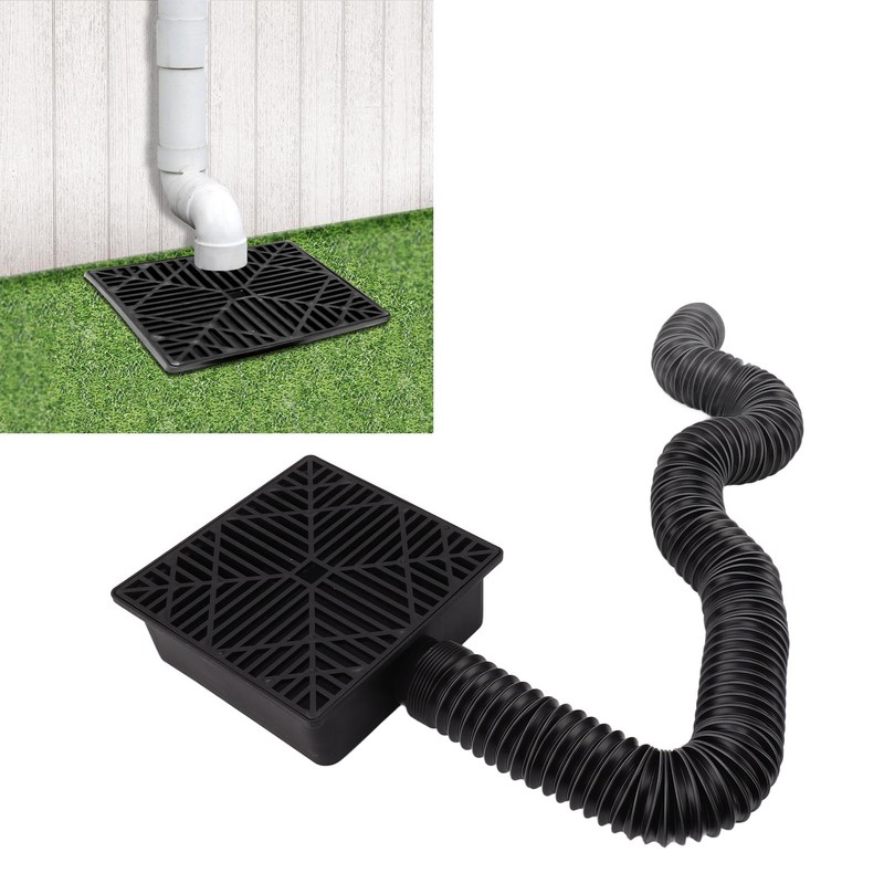 Black Gutter Downspout Extensions Catch Basin Low Profile Downspout Extender