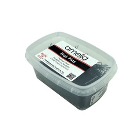 Amelia Beauty Products 300 Gram Medium Hair Pin Black | Hair Styling Accessories Hair Pins | Premium Steel Hair Pins - Brown in Clear Container Made in Italy