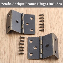 Yetaha 2 Pcs Three Folding Hardware Hinge, Antique Bronze Hinges, Decorative Box Hing with 12 Screws, Hardware Hinge for Door, Cabinet, Furniture, Small Chest Hinges