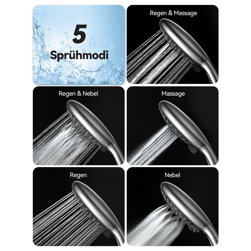 VOXON Shower Head Water Saving Shower Head with 5 Jet