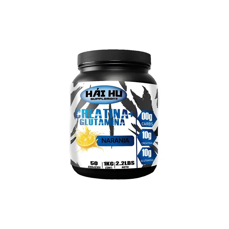 Creatina Monohidratada Glutamina Hái Hu Naranja 1kg 50 Porciones Sin