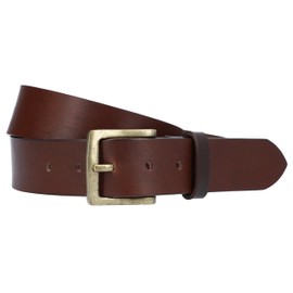 Gusti Jori Simple Leather Belt with Golden Buckle Accessories Men Women Unisex Belt Black Leather, dark brown