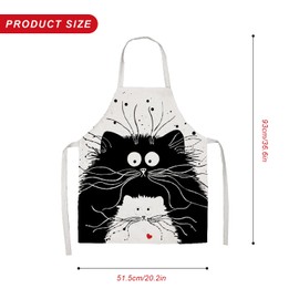 HASLED Cute Cat Apron, Garden Apron, Women's Linen, BBQ Apron for Men, Cooking Apron for Men and Women, for Kitchens, Cafés and Gardens, for Mum, Dad and Children, linen