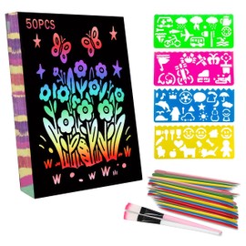 Scratch Paper Art for Kids: 106 Pcs Scratch Art Paper Rainbow Sets for Girls & Boys, Fun Black Scratch Crafts Doodle Paper for Classroom Supplies/Game Activities/Party Favors/Christmas/Birthday Gifts