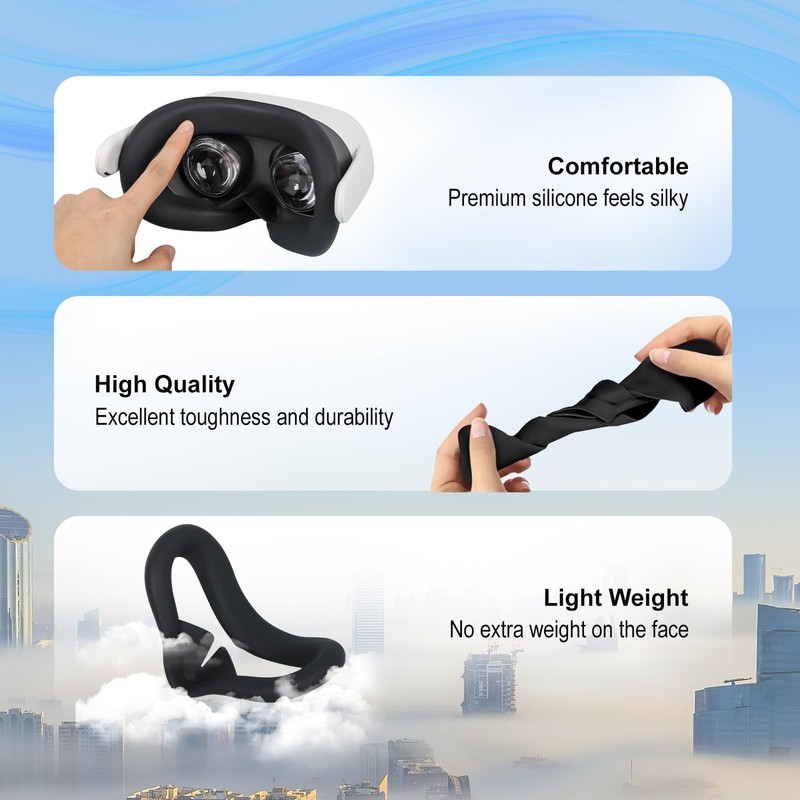 Houdsuem メタクエスト3s 用 アクセサリー,quest 3s EVAレンズキャップ & Quest 3s 用フェイスパッドセット・光漏れ防止・肌に優しいソフトシリコン・防汗・meta