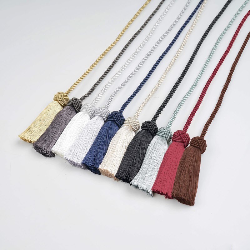 Pretty Jolly 4 Pack Double-ended Tassel Curtain Tiebacks Handmade Braided