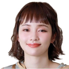 Priscilla Wig, Full Wig, All Wig, Lollipop Wave Bob, Wavy Bob, Short Wave, Perm, Women's, Wig, Heat Resistant, Natural, Fluffy, Loose and Fluffy [A-705] (with hair net) (maroon brown)