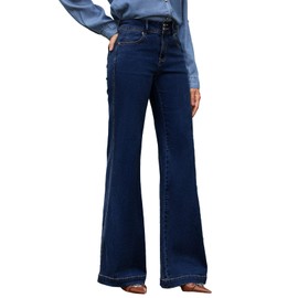 EVALESS Wide Leg Jeans for Women Trendy High Waisted Flare Stretchy Baggy Denim Pants Bluing Size 8