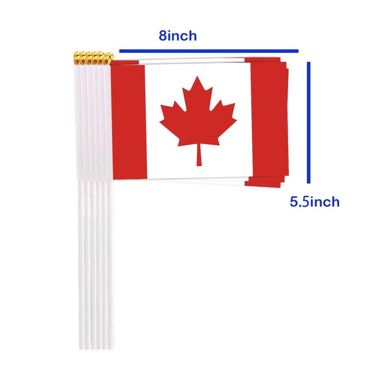 50 Packs Small Canada Flags on Handheld Stick，Miniature Canadian Flag