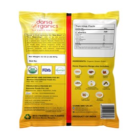 Darsa Organics Green Beans Whole Moong - 2 lb, USDA Organic Mung Beans for Cooking & Sprouting | Non-GMO Green Lentils, Protein Rich Organic Green Gram, Kosher, Gluten-Free