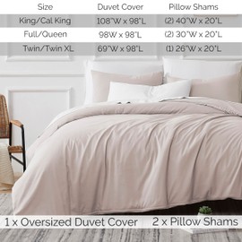 Southshore Fine Living, Inc. Oversized Twin Duvet Cover Set - Premium Microfiber Comforter Cover Twin with Zipper Closure - 1 Soft Duvet Cover, 1 Sham, Twin/Twin XL, Bone