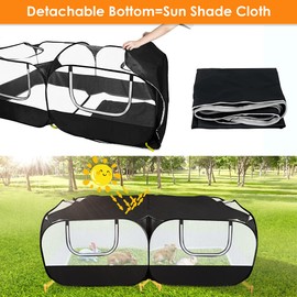 SlowTon Small Animals Playpen, Portable Large Chicken Run Coop with Detachable Bottom Breathable Transparent Mesh Walls, Foldable Pet Enclosure for Puppy Kitten Rabbits Indoor Outdoor