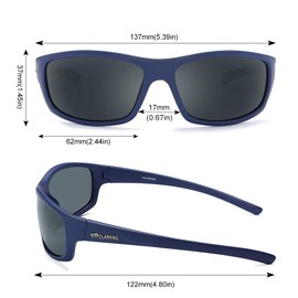 POLARKING Paquete de 2 gafas de sol deportivas polarizadas para hombre, acabado mate, lente de espejo, bloqueo UV, azul real y negro