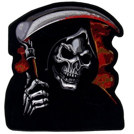Hot Leathers Grim Reaper Biker Patch (11" Width x 12" Height)