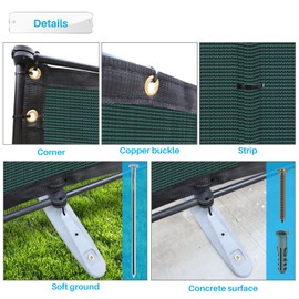 PATIO Fence Privacy Screen 6'x12' Outdoor Freestanding Panels Fencing Screen Cover with Metal Pole Temporary Net Barrier for Backyard Garden Deck Pool, Green