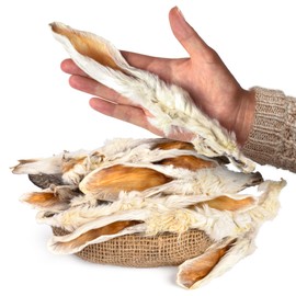 Rabbit Ears with Fur Dog Treats (10 pcs)| All-Natural, Hypoallergenic, Dehydrated Chews | Supports Dental Hygiene & Digestion | Ideal for Small, Medium & Large Dogs
