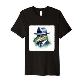 Alligator With A Detective Hat. Sleuth Reptile In Hat Premium T-Shirt
