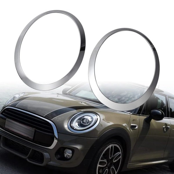 Unbranded Pair Chrome Headlight Trim Ring Cover For 2014-2021 MINI