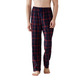 Jveyvth Mens Pajama Pants Flannel Cotton Plaid Sleep & Lounge Pants, PJ Bottoms with Pockets and Button Fly