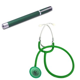 Flat Head Stethoscope Green with Aluminium Light Green