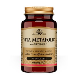 Solgar VITA METAFOLIC – L‑metilfolato (Metafolin®) 400 mcg, acido folico attivo pronto all’uso, 50 tavolette