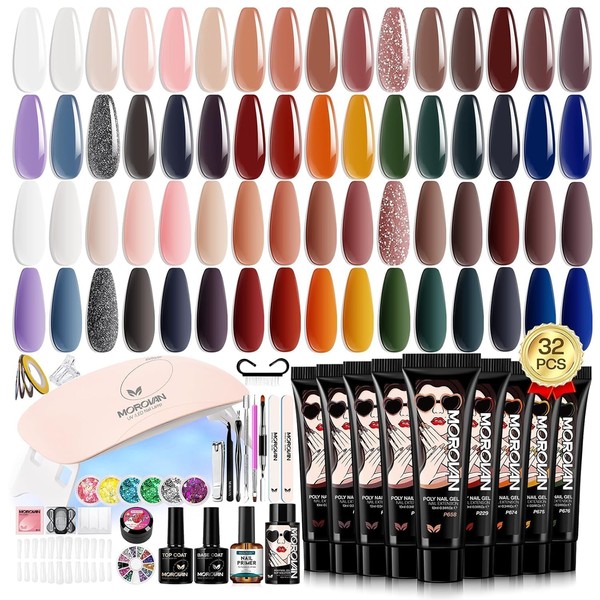 MOROVAN Poly Gel Nail Art Kit with UV Lamp Curing,
