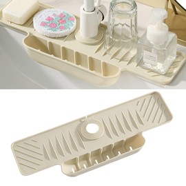 17.7 Inch Silicone Faucet Splash Guard Mat with Sponge Holder, Drying Mat with Frame for Kitchen Bathroom Sink Accessory Back with buckle Faucet Water Catcher Mat