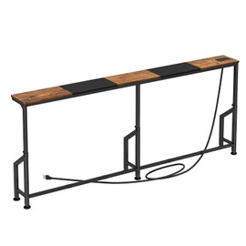76.9" Narrow Console Table with Power Outlet for Living Room