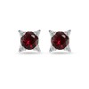 Sterling Silver Synthetic Ruby & White Topaz Studded Solitaire Stud