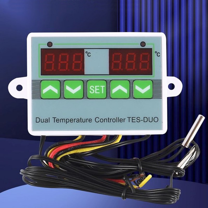 Dual Temperature Controller Waterproof Digital Thermostat with Data Storage for