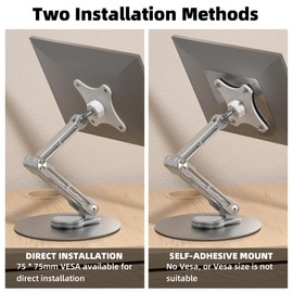 VESA Stand 75 Folding - Fits 15.6" 18.5" Up and Down Height Adjustable Mobile Monitor Stand VESA 75mm Small (Silver)