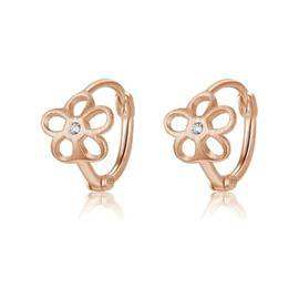 6mm Dainty Small Flower Hoop Earrings 925 Sterling Silver Tiny Cute Cartilage Huggie Hoops Earrings for Women Girls Mini CZ Daisy Cherry Blossom Helix Tragus 2rd 3rd Hole Piercing Ear (Rose Gold)