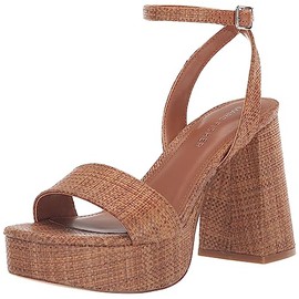 Marc Fisher Women's SADEL Wedge Sandal, Cognac 210, 9.5