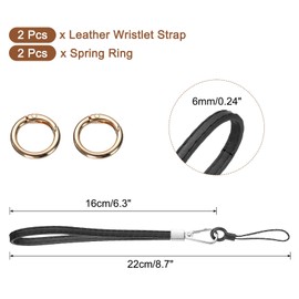 sourcing map 2 Pcs Smooth Leather Wristlet Strap, Prevent Drop Wrist Lanyard Straps for Clutch Cellphone Keychain Wallet Purse (Black)