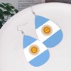 Argentina Flag Teardrop Earrings For Women Argentine Lightweight Leather Dangle