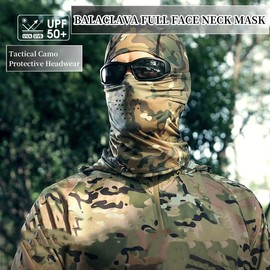 Camo Balaclava Face Mask for Men Women UV Sun Protection Cycling Neck Scarf Gaiter Full Head Mask Breathable