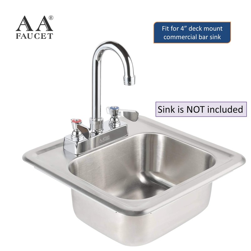 AA Faucet 4" Deck Mount Commercial Bar Sink Faucet with