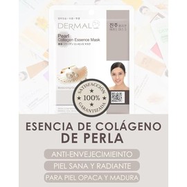 DERMAL Korea - 10 Mascarillas faciales: Pearl Collagen Essence Mask | Paquete de 10 Mascaras Coreanas con Polvo de Perla, Colágeno y Vitamina E. Piel 