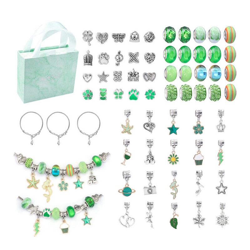 Charm Bracelet Making Kit Basic Bracelets Colored Beads Pendants Jewelry